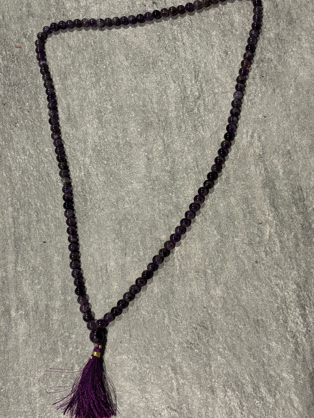 JAPA MALA 108 Amethyst Beaded Tassel Necklace - Purple Women’s Jewelry